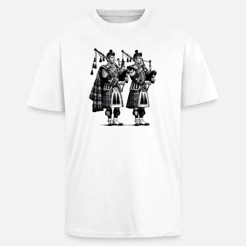 Duo di cornamuse in Kilt - T-shirt unisex oversize pesante - bianco