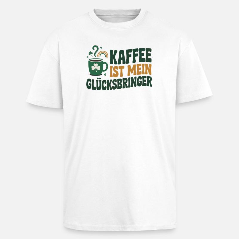 Le café est mon porte-bonheur - T-shirt unisexe oversize épais - blanc