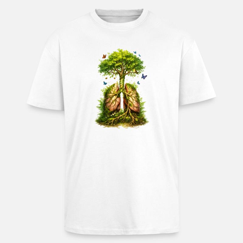 Tree grows from green lungs - Unisex Oversized Heavyweight T-shirt - white