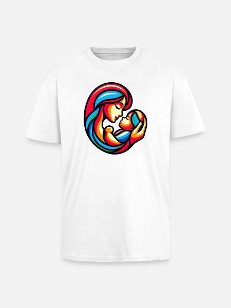 Bunte Mutter-Kind-Harmonie - Oversized Heavyweight Unisex T-Shirt - Weiß