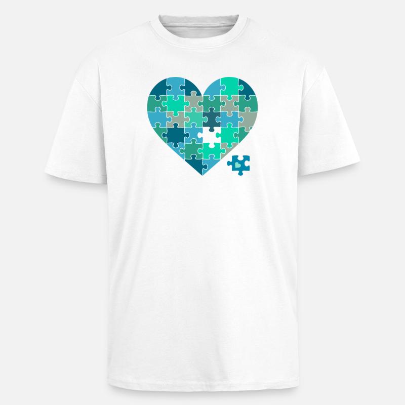 Puzzleherz Blaugrün - Oversized Heavyweight Unisex T-Shirt - Weiß