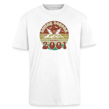 25th Birthday Living Legend since VIN 03/2001 - Unisex Oversized Heavyweight T-shirt - white - Front - Alina (178cm) & Michal (187cm)