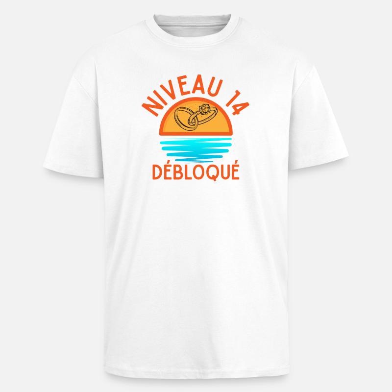Level 14 Freigeschaltetes Jubiläumspaar - Oversized Heavyweight Unisex T-Shirt - Weiß