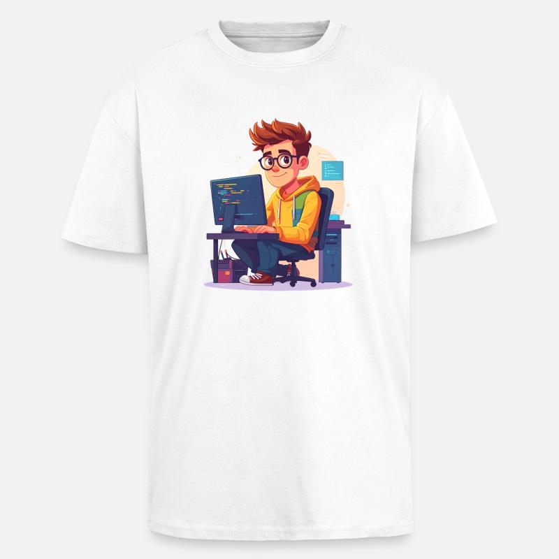 Programmeur ou nerd - T-shirt unisexe oversize épais - blanc