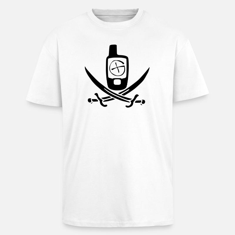 Drapeau pirate de géocaching - T-shirt unisexe oversize épais - blanc