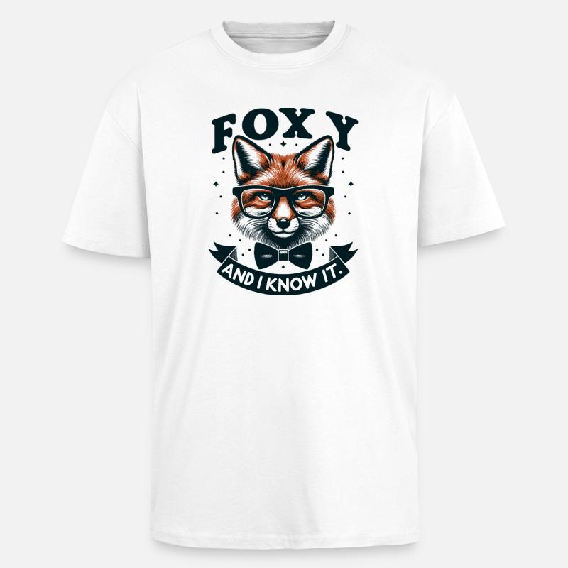 Cravatta a papillon Foxy Nerd Glasses - T-shirt unisex oversize pesante - bianco