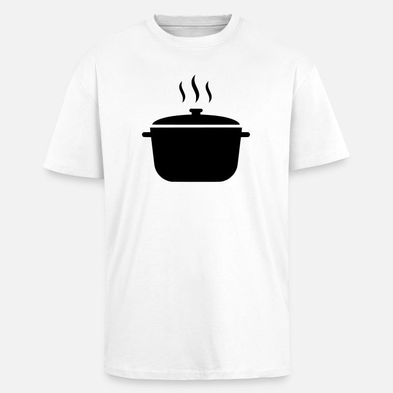 Kochtopf Suppe Dampf Icon - Oversized Heavyweight Unisex T-Shirt - Weiß