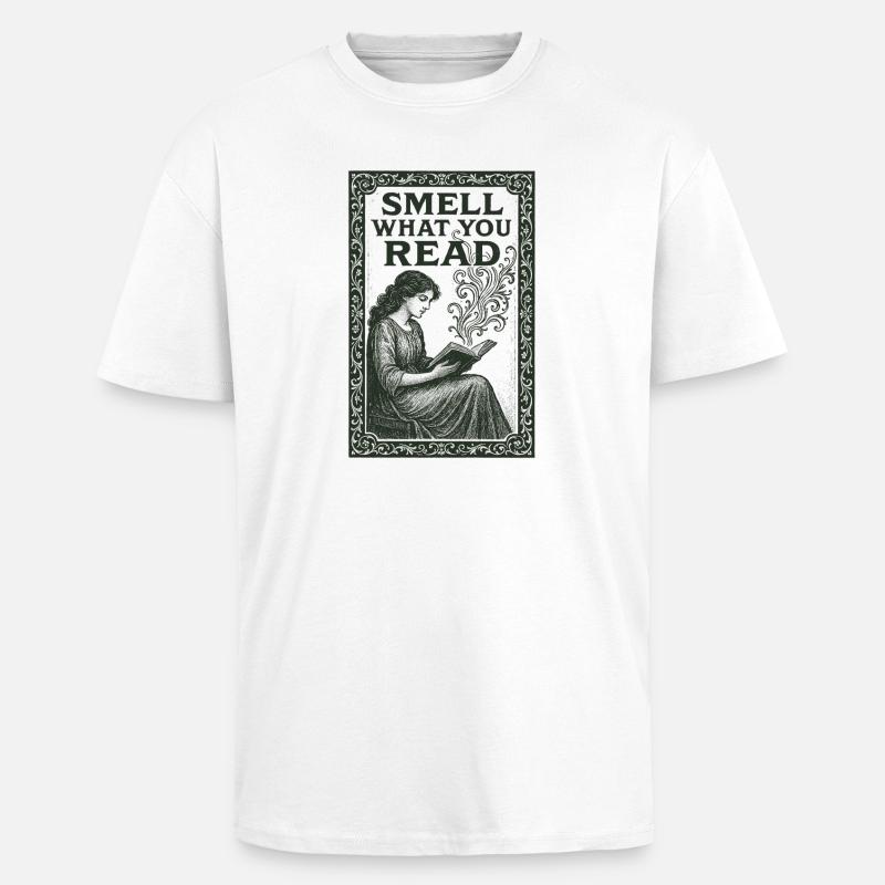 Riech was du liest | Büchergeruch - Oversized Heavyweight Unisex T-Shirt - Weiß
