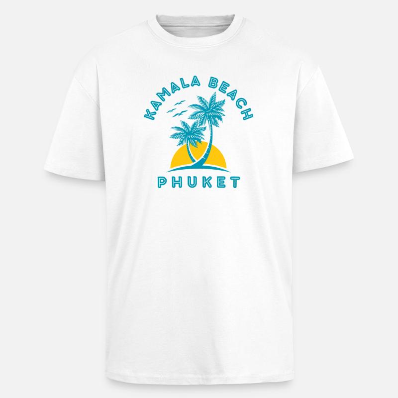 Kamala Beach Phuket Sunset Palm - Unisex Oversized Heavyweight T-shirt - white