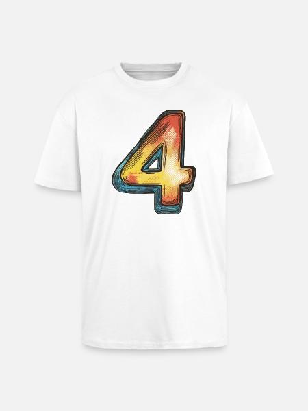 4 Zahl Bunt - Oversized Heavyweight Unisex T-Shirt - Weiß