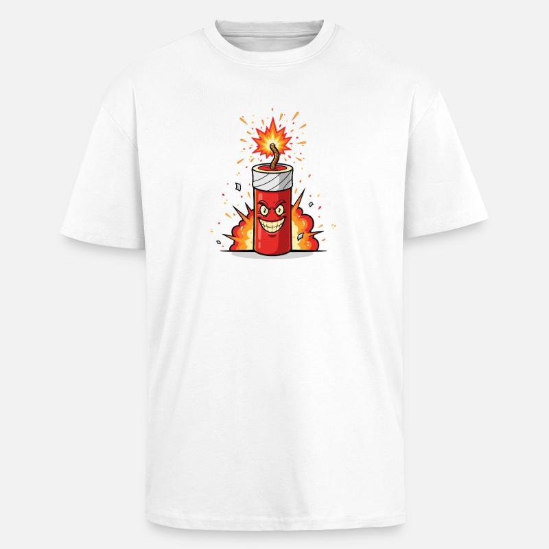 Angry Firecracker Comic - Unisex Oversized Heavyweight T-shirt - white