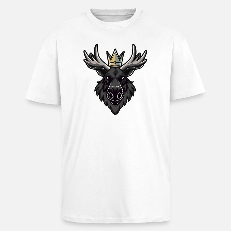 Elch Kopf Krone - Oversized Heavyweight Unisex T-Shirt - Weiß