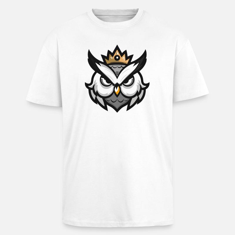 Eule Kopf Krone - Oversized Heavyweight Unisex T-Shirt - Weiß