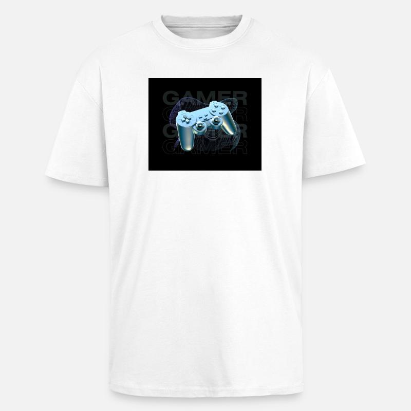 Neonblauer Controller 3D - Oversized Heavyweight Unisex T-Shirt - Weiß