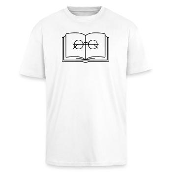 Lunettes à livre ouvert Lunettes de lecture - T-shirt unisexe oversize épais - blanc - Devant - Alina (178cm) & Michal (187cm)