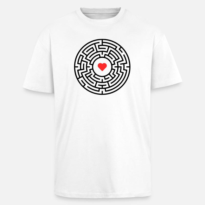Labyrinth Herz Irrgarten - Oversized Heavyweight Unisex T-Shirt - Weiß