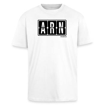 Stockholm ARN, sweat à capuche souvenir de la ville, t-shirt, casquette - T-shirt unisexe oversize épais - blanc - Devant - Alina (178cm) & Michal (187cm)