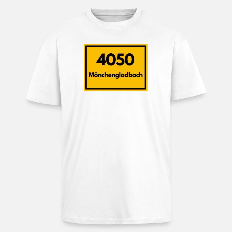 OLD POSTCODE POSTCODE 4050 MÖNCHENGLADBACH FUSSBAL - Unisex Oversized Heavyweight T-shirt - white