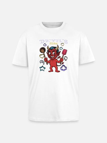 Devil's Kitchen Cooking Devil - Unisex Oversized Heavyweight T-shirt - white