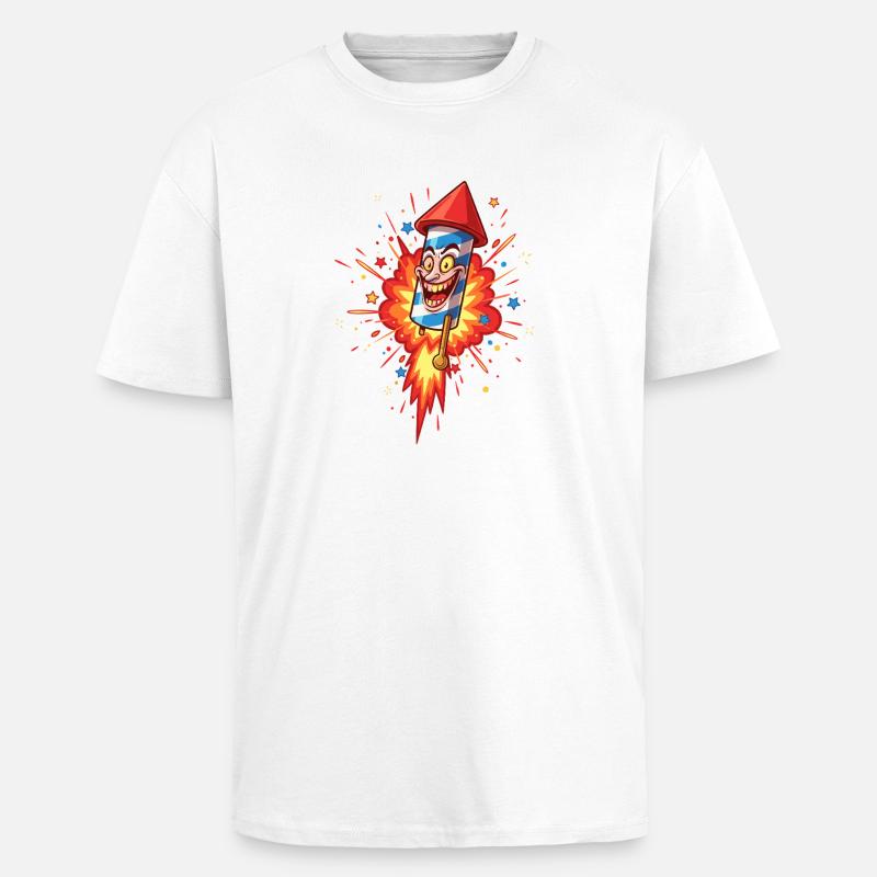 Explosion de dessin animé Rocket Rieur - T-shirt unisexe oversize épais - blanc