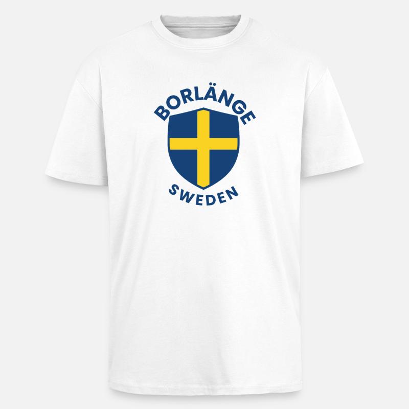 Borlänge-Schild: Schwedisches Flaggendesign - Oversized Heavyweight Unisex T-Shirt - Weiß