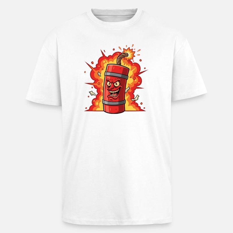 Dessin animé à la dynamite éclatante - T-shirt unisexe oversize épais - blanc