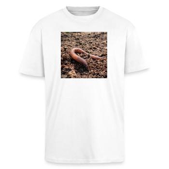 Earthworms in soil - Unisex Oversized Heavyweight T-shirt - white - Front - Alina (178cm) & Michal (187cm)