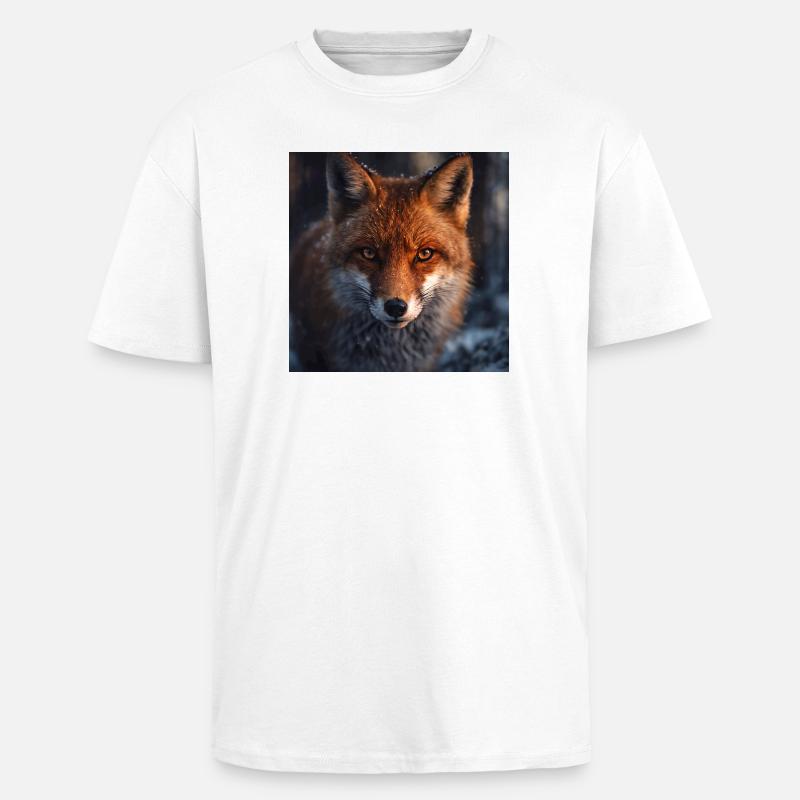 Fox scouting at dusk - Unisex Oversized Heavyweight T-shirt - white