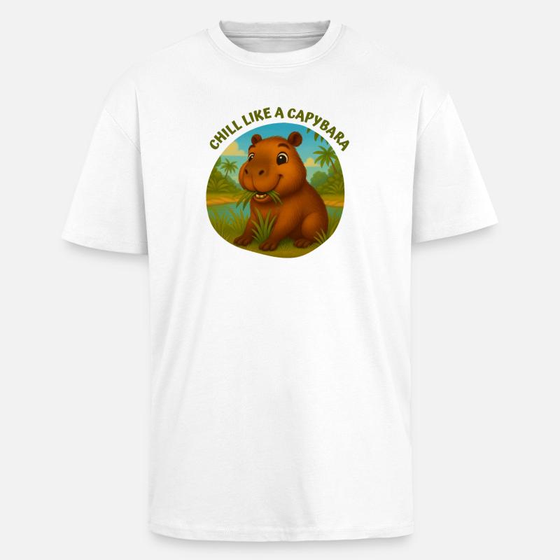 Entspann dich wie ein Kapybara - Oversized Heavyweight Unisex T-Shirt - Weiß