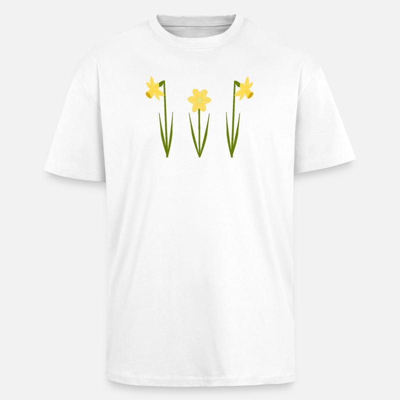 Mars bursdagsblomst påskeliljer i blomst - Unisex oversized t-skjorte i kraftig kvalitet - hvit