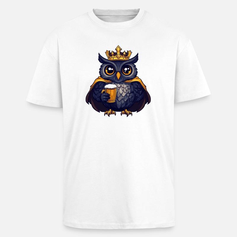 Eule Bier König - Oversized Heavyweight Unisex T-Shirt - Weiß