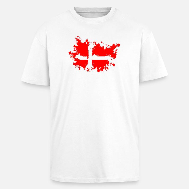Drapeau éclaboussé du Danemark - T-shirt unisexe oversize épais - blanc