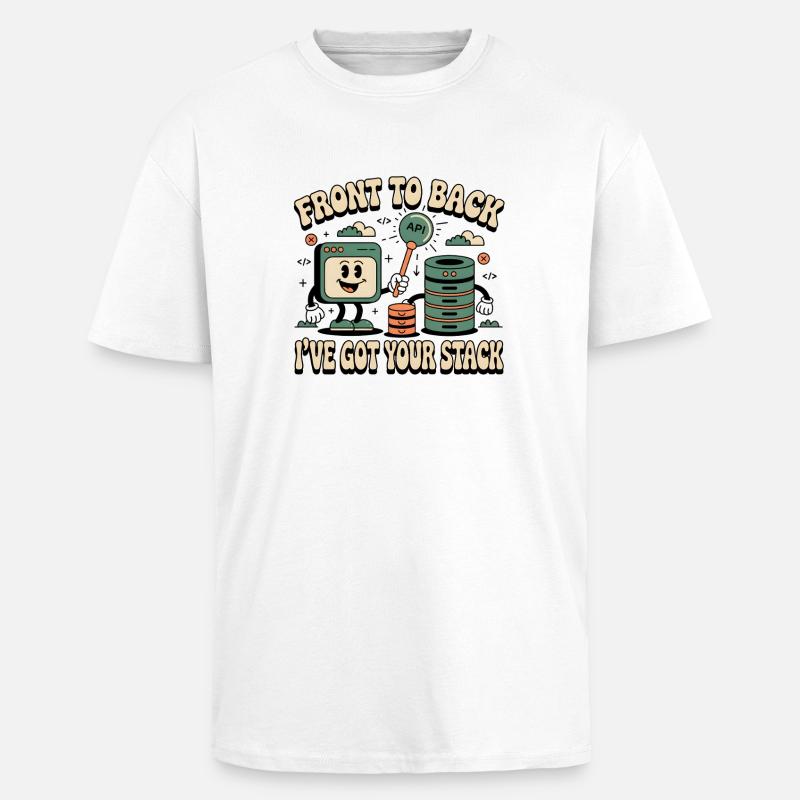 Alusta loppuun: Full Stack -kehittäjät - Paksu unisex oversize t-paita - valkoinen