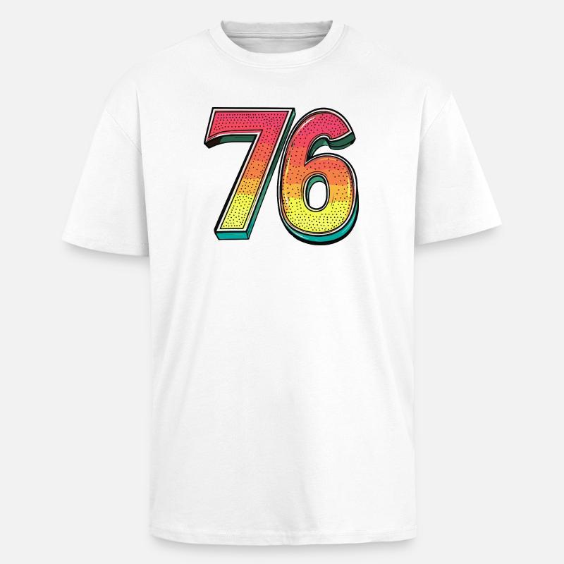 76 Zahl Bunt - Oversized Heavyweight Unisex T-Shirt - Weiß