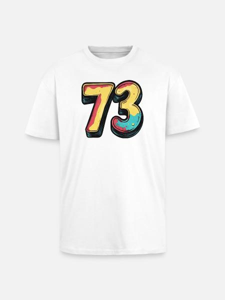 73 Zahl Bunt - Oversized Heavyweight Unisex T-Shirt - Weiß