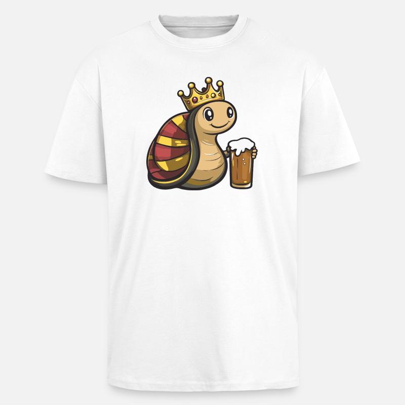 Schnecke Bier König - Oversized Heavyweight Unisex T-Shirt - Weiß