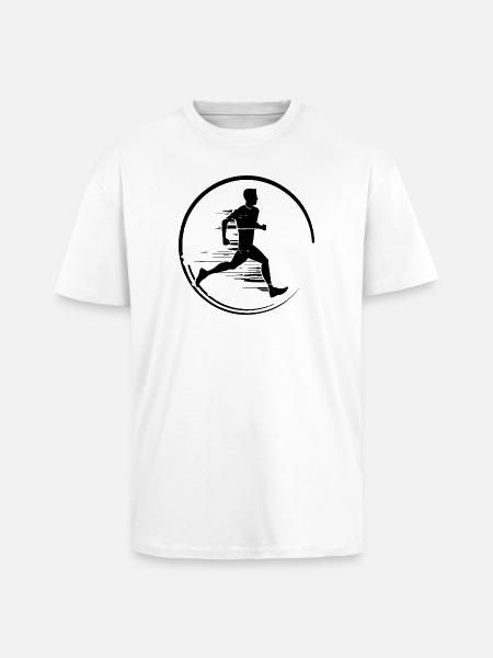 Running Marathon Frau Silhouette - Oversized Heavyweight Unisex T-Shirt - Weiß