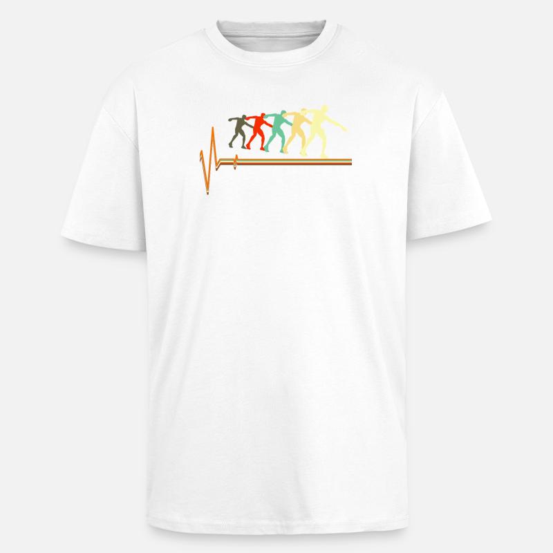 Shot Put Evolution Retro Herzschlag Pulskunst - Oversized Heavyweight Unisex T-Shirt - Weiß
