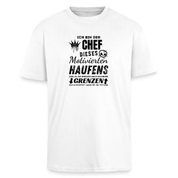 Stolzer Chef des motivierten Haufens Chef Geschenk - Unisex Oversized Heavyweight T-shirt - white - Front - Alina (178cm) & Michal (187cm)