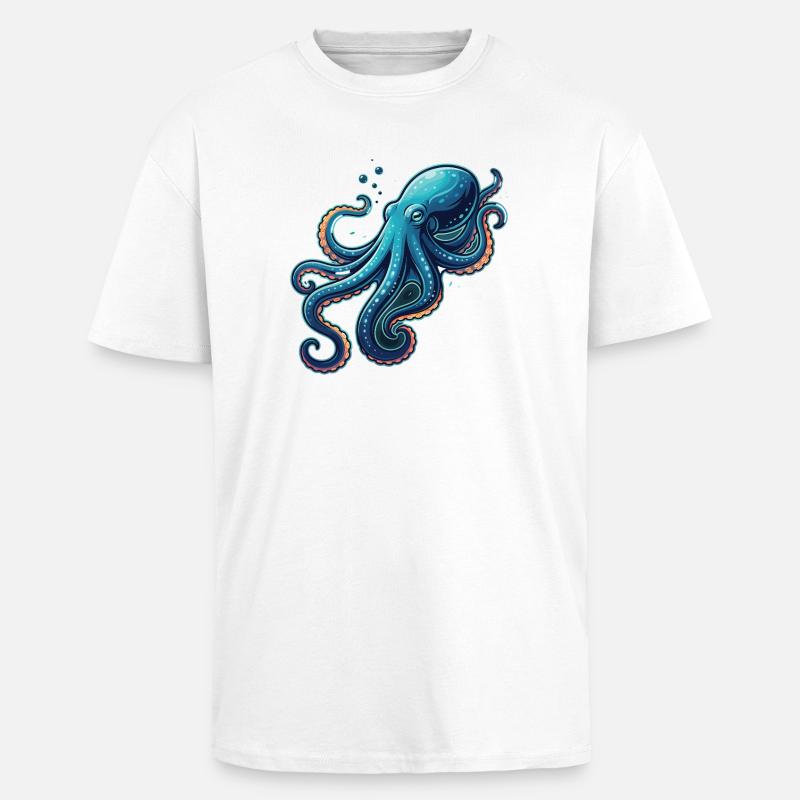 Sød blæksprutteillustrationshav - Unisex oversized heavyweight t-shirt - hvid