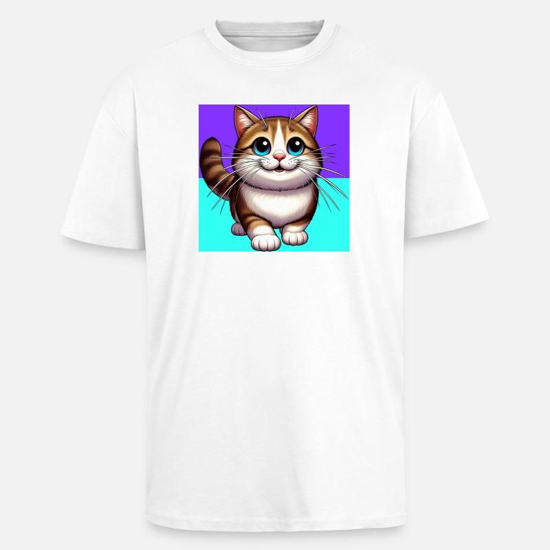 chat - T-shirt unisexe oversize épais - blanc