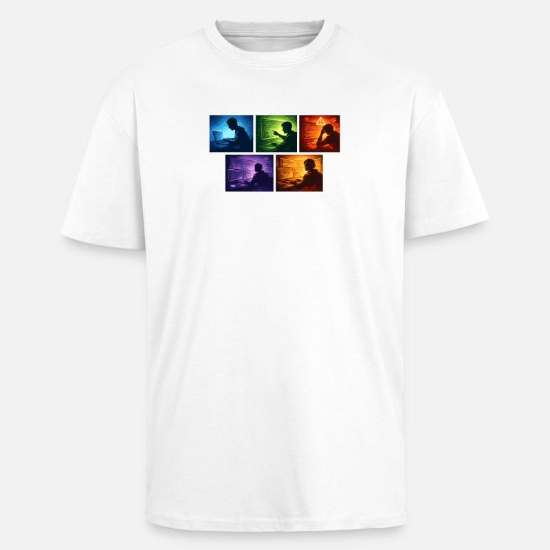Codage néon : Mondes d’écran - T-shirt unisexe oversize épais - blanc