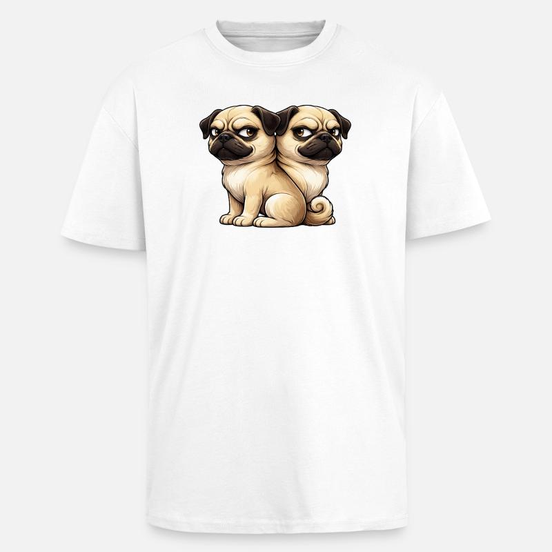 Carlino carino amici amici gemelli amici - Maglietta oversize spessa - bianco