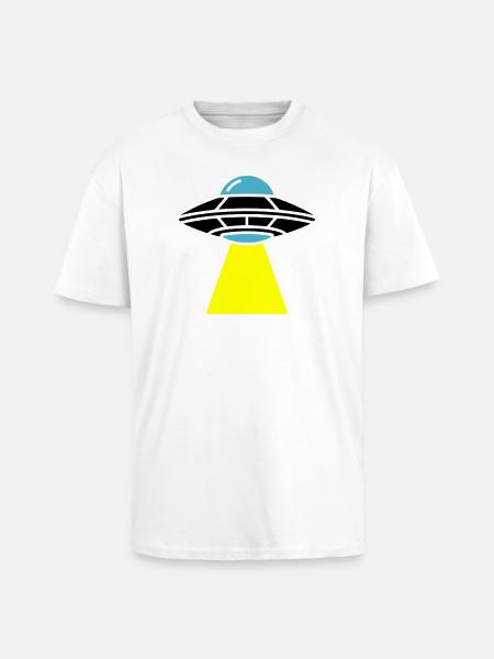 UFO Alien Spaceship Light - Unisex Oversized Heavyweight T-shirt - white