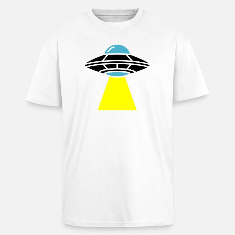 UFO Alien Raumschiff Licht - Oversized Heavyweight Unisex T-Shirt - Weiß