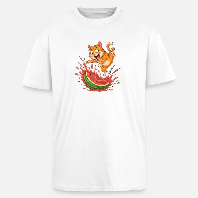 Fritzers de pastèque d’été Chats - T-shirt unisexe oversize épais - blanc