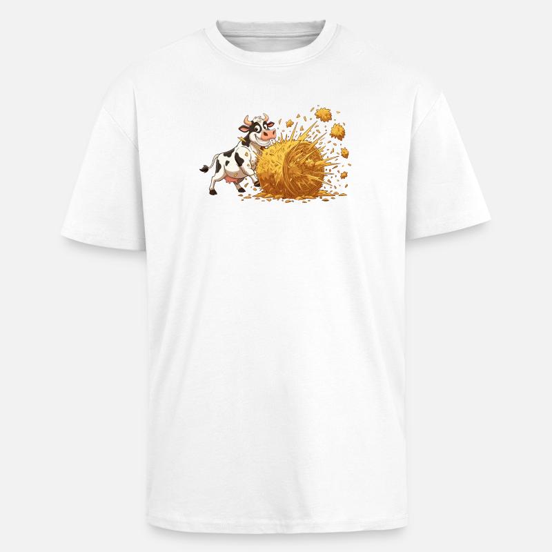 Explosion de vache et de foin - T-shirt unisexe oversize épais - blanc