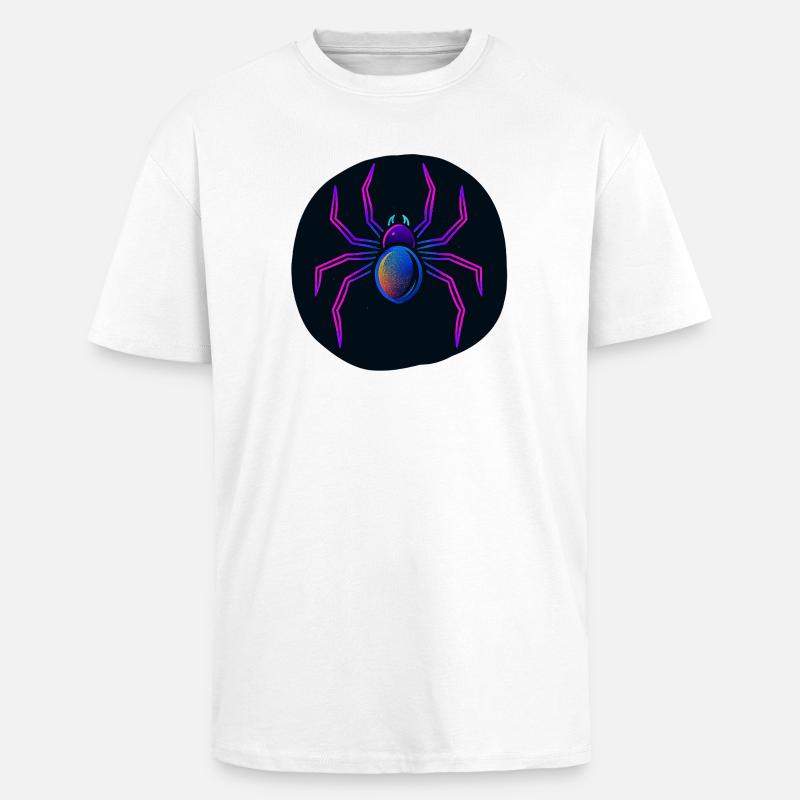 Araignée néon dans l’espace - T-shirt unisexe oversize épais - blanc
