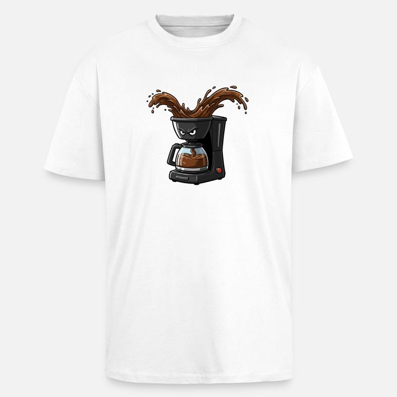 Éclaboussure de cafetière en colère - T-shirt unisexe oversize épais - blanc