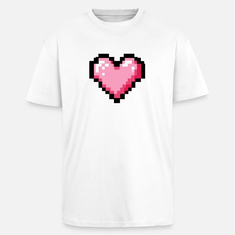 Retro 8-Bit-Pixelherz - Oversized Heavyweight Unisex T-Shirt - Weiß